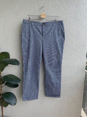 Size 12, Tommy Hilfiger Cotton Stretch Gingham Ankle Pants